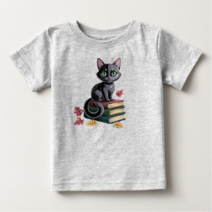 Cute Black Cat on Books Toddler T-Shirt
