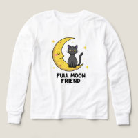 Cute Black Cat on Moon - Full Moon Friend