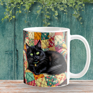 Cute Black Cat on Rocking Chair Coffee Mug