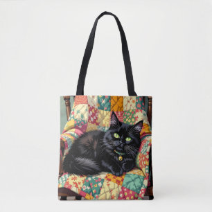Cute Black Cat on Rocking Chair   Tote Bag
