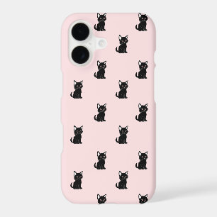 Cute Black Cat Pattern on Pastel Pink