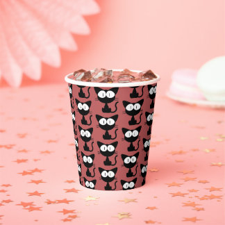 Cute Black Cat Pattern Party Paper Cups