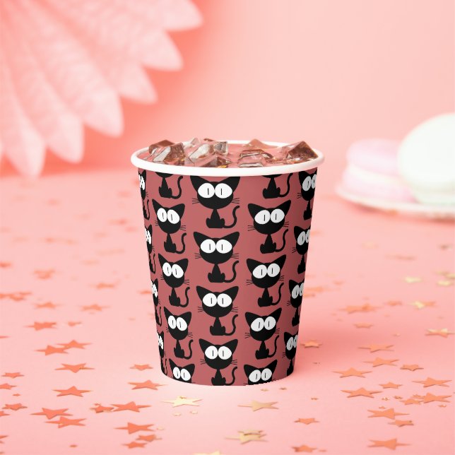 Cute Black Cat Pattern Party Paper Cups (Insitu)