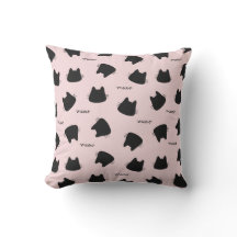 Cute Black Cat Pattern Pink Meow Kitty