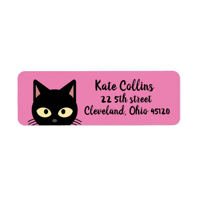 CUTE BLACK CAT PEEKING ART RETURN ADDRESS LABELS (Front)