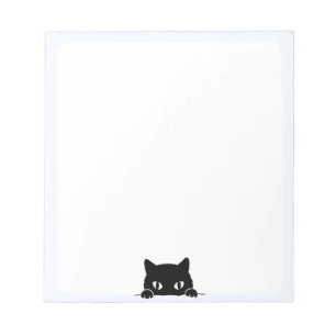 Cute Black Cat Peeking Notepad