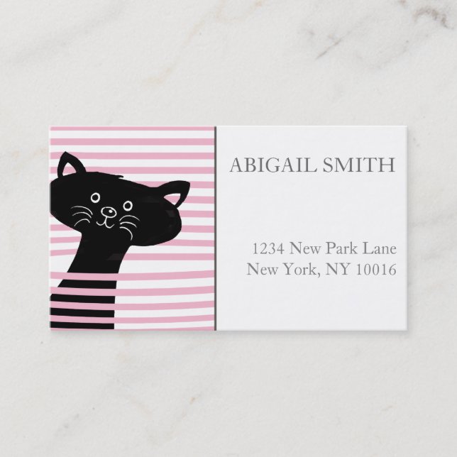 Cute Black Cat- Personalised Business Card (Front)