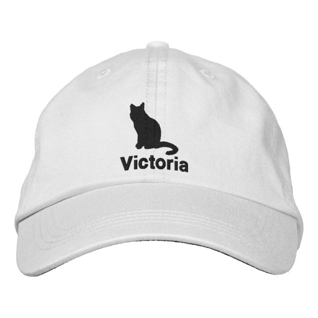 Cute Black Cat Personalised Embroidered Hat (Front)