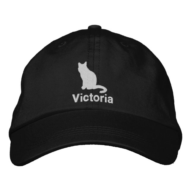 Cute Black Cat Personalised Embroidered Hat (Front)