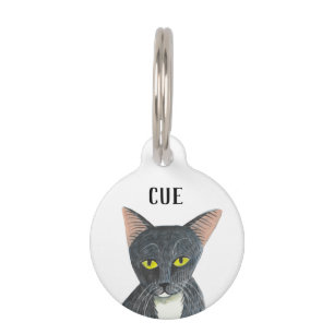 Cute Black Cat Personalised Pet ID Tag