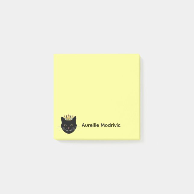 Cute Black Cat Personalised Post-it Notes (Front)