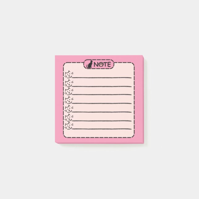 Cute Black Cat Personalised Post-it Notes (Front)