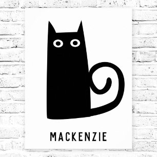 Cute Black Cat Personalised Poster