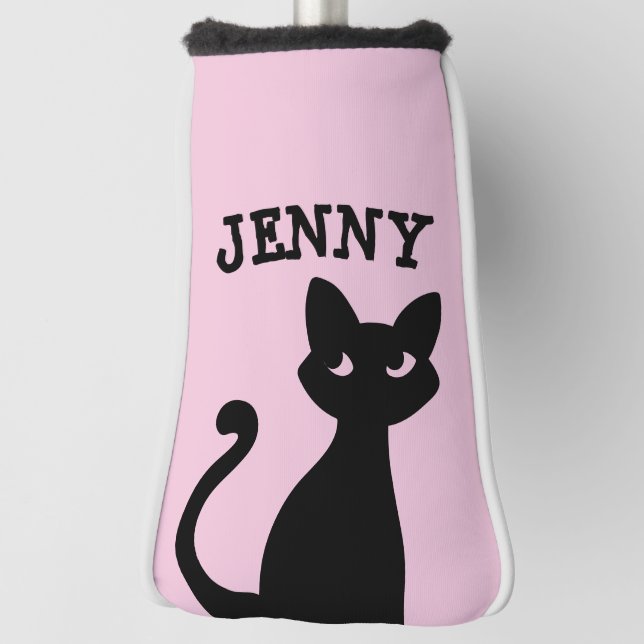 CUTE BLACK CAT PERSONALIZED GOLF HEAD PUTTER COVER (Rotate 90)