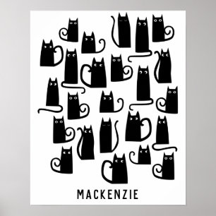 Cute Black Cat Personalized Poster