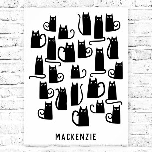 Cute Black Cat Personalized Poster