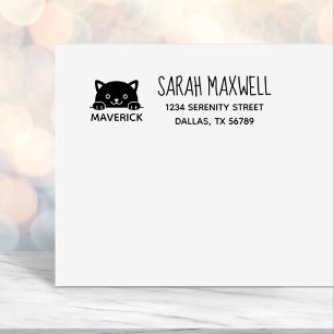 Cute Black Cat Pet Name Address Self-inking Stamp
