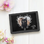 Cute Black Cat Photo Pet Paw Print Heart Frame Trifold Wallet<br><div class="desc">Purrfect wallet for your black cat's credit cards. (she does have some - you just don't know where they are) Upload their photo to the grey paw print heart frame and add their name (or yours)</div>