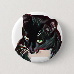 Cute Black Cat Pinback Button
