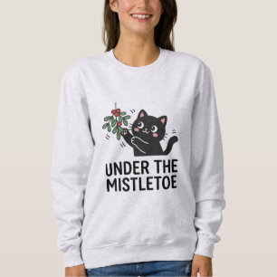 Cute Black Cat Plant Holiday Cartoon Christmas Sweatshirt