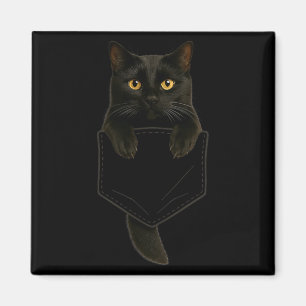 Cute Black Cat Pocket Funny Gifts Cat Mum Cat Dad Magnet