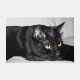 Cute Black Cat Portrait Doormat
