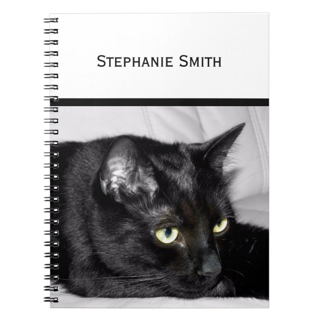 Cute Black Cat Portrait Spiral Notebook (Front)