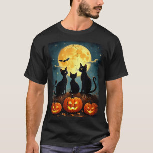 Cute Black Cat Pumpkin Halloween Costume Fall T-Shirt