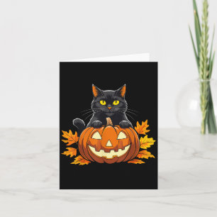 Cute Black Cat Pumpkin Halloween Costume Spooky Se Card