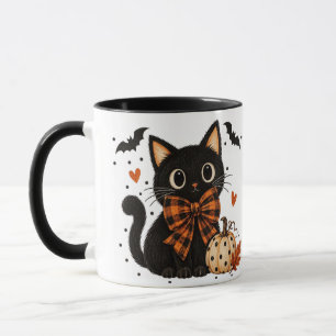 Cute Black Cat & Pumpkin Halloween Mug