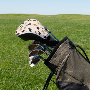 Cute Black Cat Pumpkin Halloween Pattern Golf Head Cover