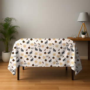 Cute Black Cat Pumpkin Halloween Pattern Tablecloth