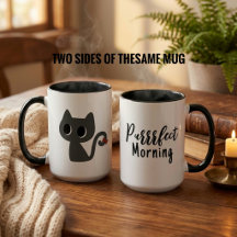 Cute Black Cat Purrrfect Morning Funny Quote