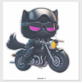 Cute Black Cat Riding Motorcycle