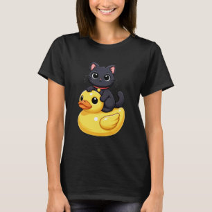 Cute Black Cat Rubber Duck T-Shirt