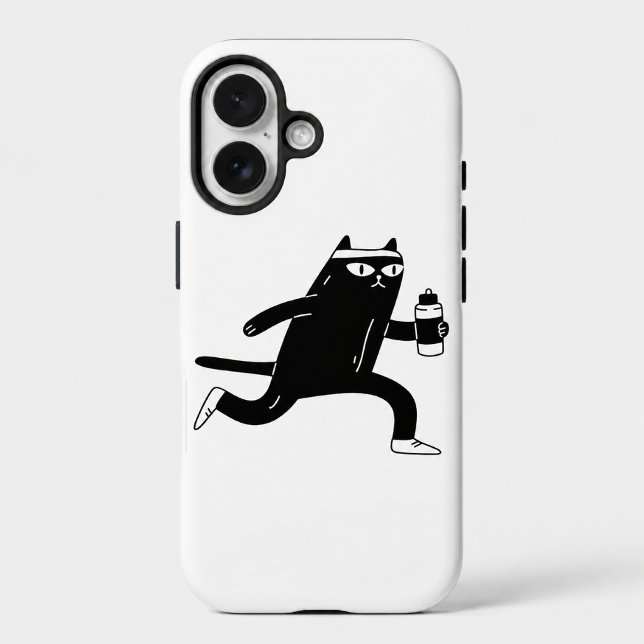 Cute Black Cat Running Workout Fitness Case-Mate iPhone Case (Creator Uploaded)