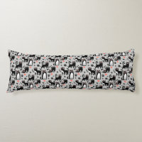 Cute Black Cat Seamless Pattern On A Light Grey