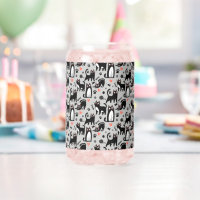 Cute Black Cat Seamless Pattern On A Light Grey