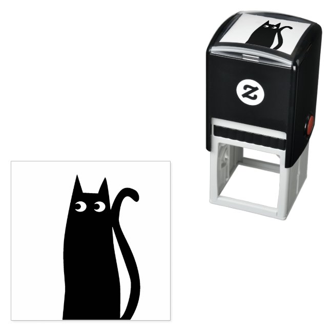 Cute Black Cat Self-inking Stamp (In Situ)