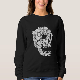 Cute Black Cat Skull Kitty Skeleton Scary Hallowee Sweatshirt