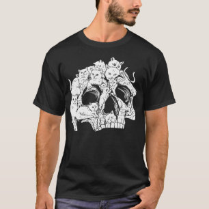 Cute Black Cat Skull Kitty Skeleton Scary Hallowee T-Shirt