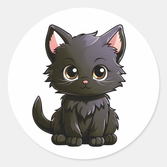 Cute black cat sticker (Front)