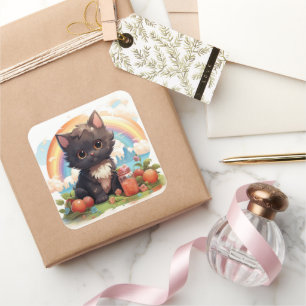Cute black cat sticker