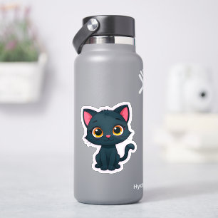 Cute Black Cat Sticker – Kawaii Cartoon Kitty