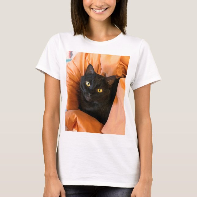 Cute Black Cat T-Shirt (Front)