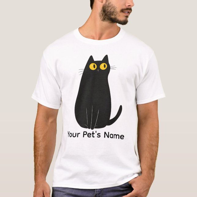 Cute Black Cat T-Shirt – Cartoon Cat Lover Tee (Front)