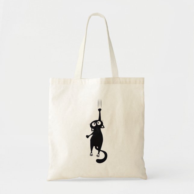 Cute Black Cat Tote Bag | Reusable Shopping Bag (Front)