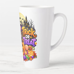 Cute Black Cat Trick or Treat Halloween Spooky Sti Latte Mug