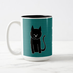 Cute Black Cat Two-Tone Coffee Mug