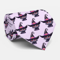 Cute Black Cat Wearing a Witch's Hat Pattern